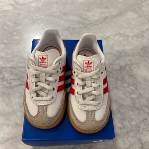 Adidas Kids Sambas - White and Red - with box